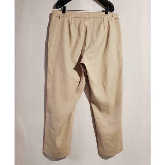J. Jill Linen Stretch Straight Leg Crop Pants Womens Size 14 Ivory Cream Sand - Picture 2 of 11